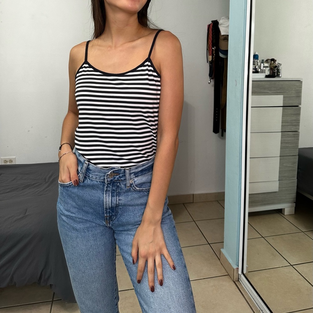 Zara Black & White striped Top